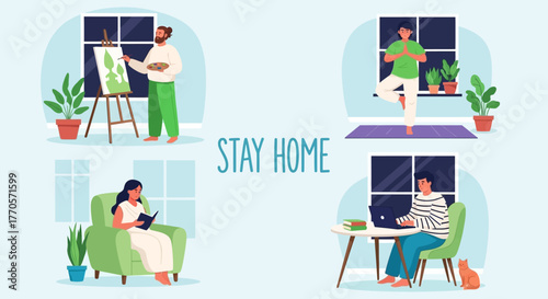 Stay Home Activities Art, Yoga, Reading, and Work from Home, Promoting Home Comfort & Leisure