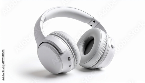 White Overear Headphones Neutral Background