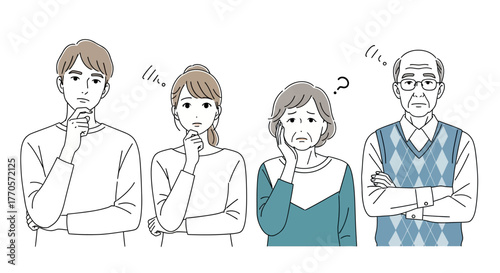 Family Pondering A Group of People in Thoughtful Contemplation