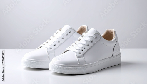 Casual White Lowtop Sneakers Minimalist Display