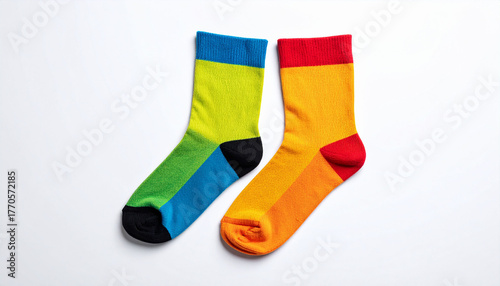 Colorful Socks Laid Flat Plain Background