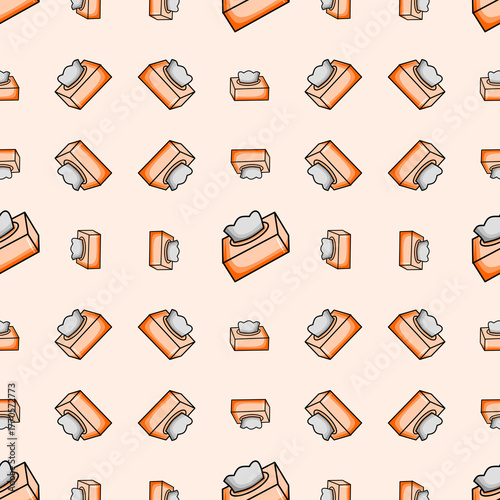 Seamless Pattern of Cartoon Tissue Boxes