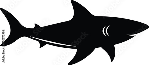 Shark silhouette vector icon. Ocean predator animal symbol.