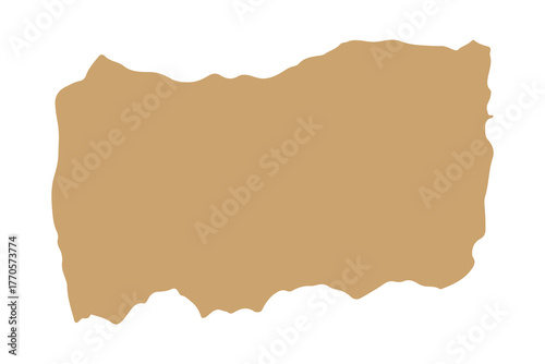 The image displays a rough-edged rectangle of a light brown or tan color. The edges are irregular and appear torn, giving it a textured, handmade feel. It is presented on a pure white background,