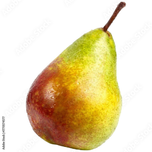 Fresh juicy pear with vibrant colors and stem healthy fruit photography