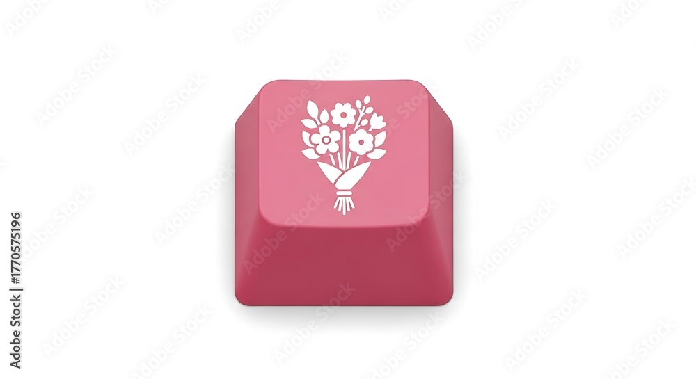 Obraz premium Flower Bouquet Keycap on Pink Keyboard Button