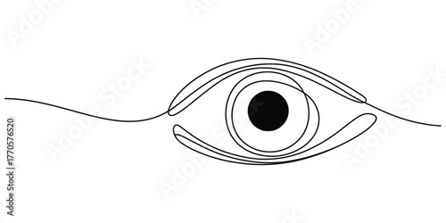 Minimalist continuous line drawing of a human eye with detailed pupil and iris vector