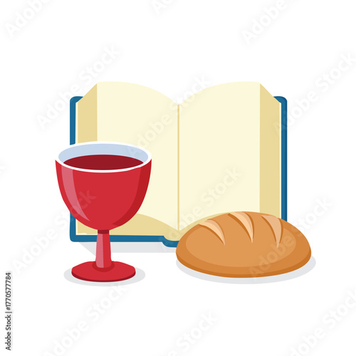 Christian Communion Cup and Bread Illustration