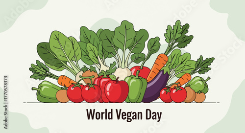 Vibrant assortment of fresh vegetables celebrating world vegan day