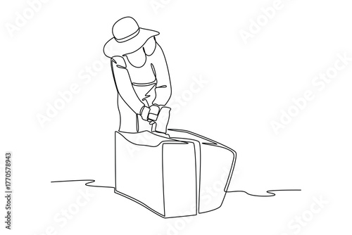 Simple continuous line of mining activity. Simple line, creativity, vector.