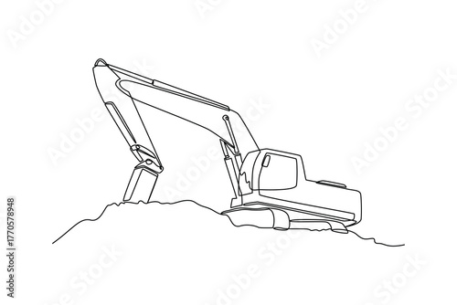 Simple continuous line of mining activity. Simple line, creativity, vector.