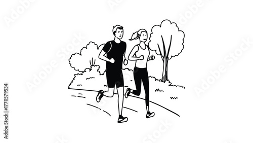 Two persons jogging