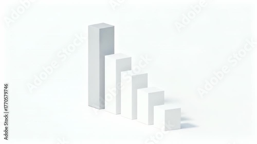 Minimal White 3D Growth Bar Chart Representing Business Success