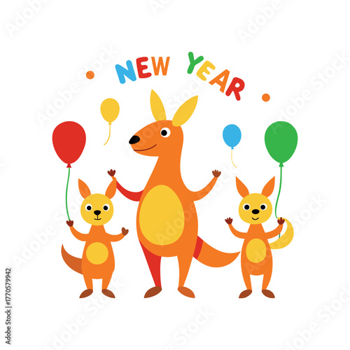 cute kangaroo couple clinking glasses of sparkling drink