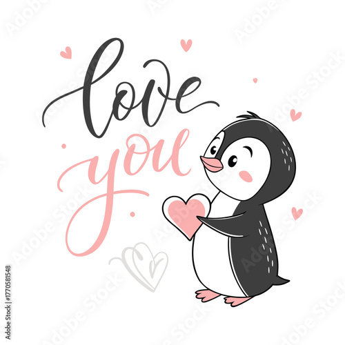 Cool Heart Warm Soul – Cute Penguin Quote Design (Black & Pink)