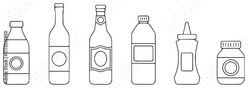 Collection of Outline Drawings of Various Bottles and Jars