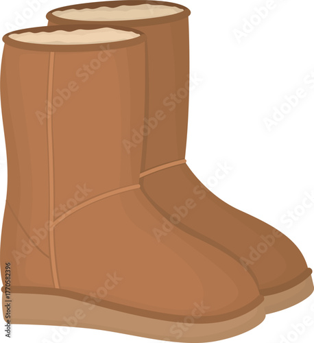 Stylish winter boots with fluffy lining and comfy soles. Warm winter footwear isolated on white