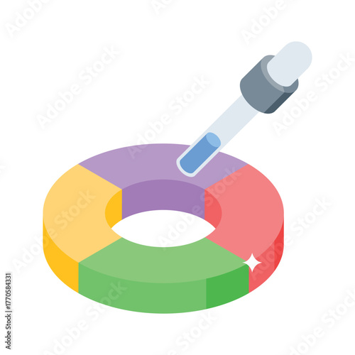 Color picker eyedropper tool isometric icon for digital art software.