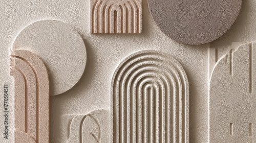 modern abstract geometric wall art, soft neutral color palette