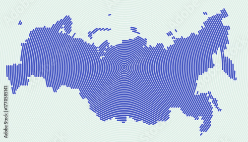 Russia shape rings. Country map formed by stacked circles. Russia boundary shape design. Amazing vector illustration.