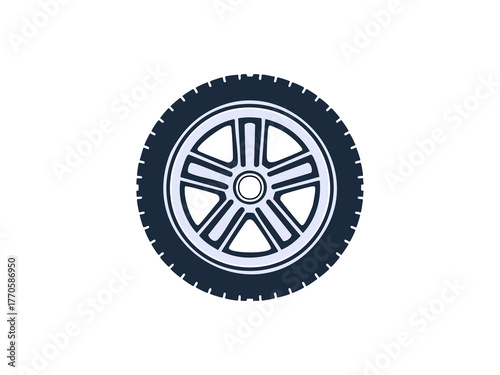 Illustration of a car wheel in minimalist flat style