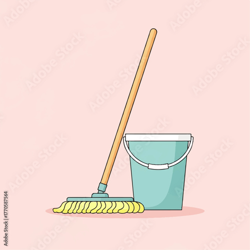 Cleaning tools a mop and bucket for effective household tidiness and hygiene