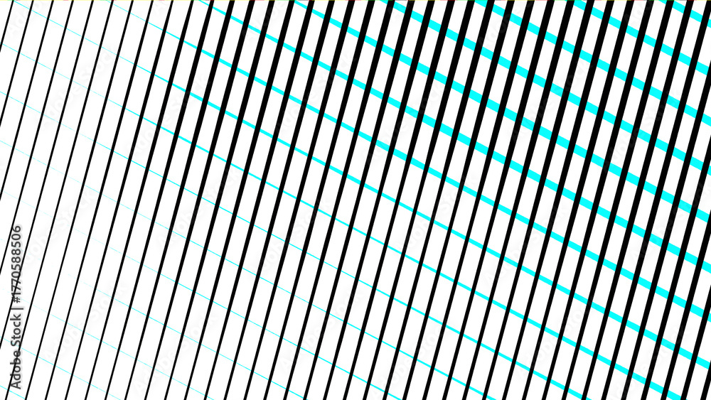 Obraz premium Dynamic abstract diagonal lines pattern with black and cyan elements on white background