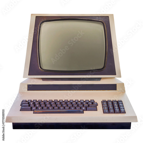 Papier peint Vintage brown with beige eighties desktop personal computer with crt display