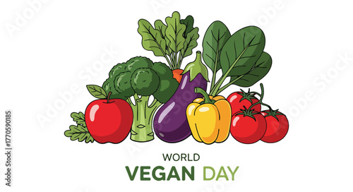 Vibrant assortment of fresh vegetables celebrating world vegan day