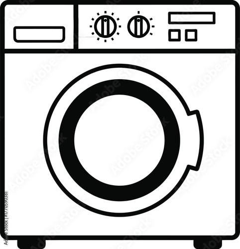 Modern front-loading washing machine with intuitive controls for efficient laundry.