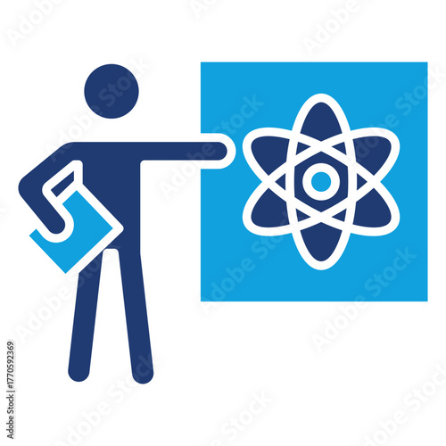 Scientist Teacher Flat Blue Icon