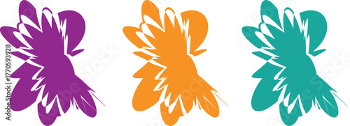 Boho-Inspired Floral Pattern Vector Set – Handcrafted Colorful Flower Designs, Abstract Elements, and Ornamental Art for Modern Branding and Decor