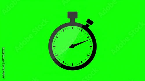 Wallpaper Mural Green Screen flat design analog stopwatch icon on time transition the chronometer represented in black color empty to full timer sign chroma key background clock symbol animation 4k scene 3 with Torontodigital.ca