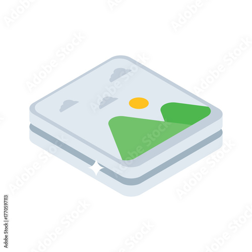 A captivating isometric icon of landscape images