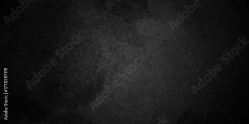 Distressed rough black cracked wall slate texture wall grunge backdrop smoke background. Stone concrete texture anthracite panorama. Old vintage charcoal night dark black stucco design.	
