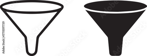 funnel icon outline and solid vector for user interface symbol set