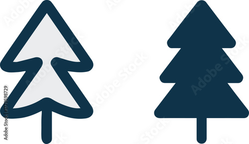 tree abstract and silhouette pine icons vector set for logos