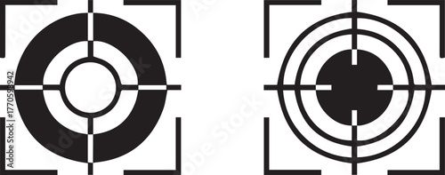 target reticle icon concentric circles focus frame vector illustration