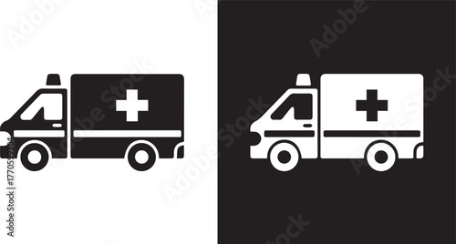 ambulance icon set contrasting backgrounds medical transport sign