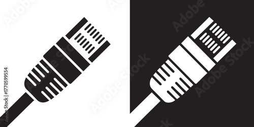 ethernet cable connector pair negative positive space vector symbols