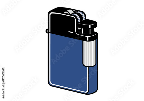 Blue and Black Lighter Illustration with White Details.