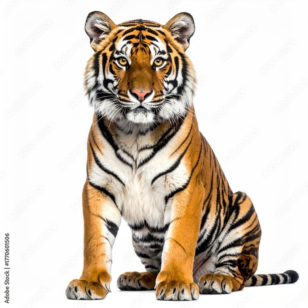 Obraz premium Majestic Tiger Portrait - Intense Gaze of a Wild Predator.
