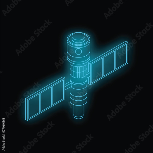 Futuristic spaceship is orbiting earth collecting important data