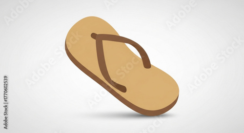 A charming tan flip flop, perfect for a day at the beach or a casual stroll, a symbol of summer fun