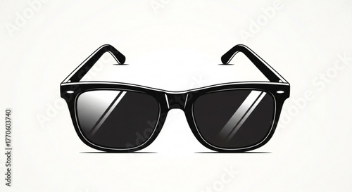 Illustration of black wayfarer sunglasses with dark lenses stylish eyewear for sun protection