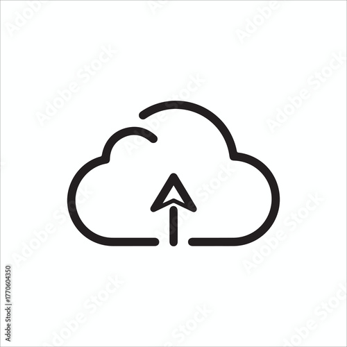 Cloud upload line icon cloud storage, data transfer, file sharing, and online backup concept vector illustration