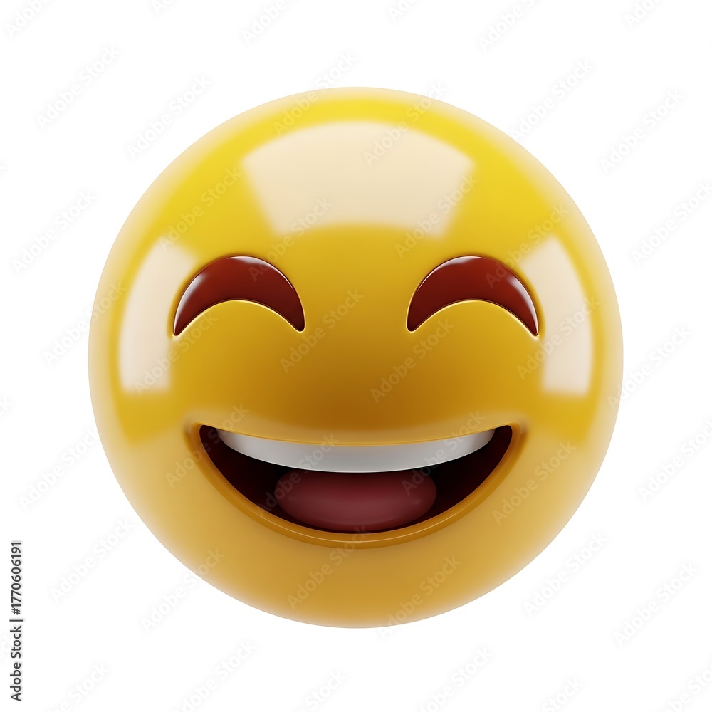 Fototapeta premium Grinning Face with Smiling Eyes 3D Emoji Icon