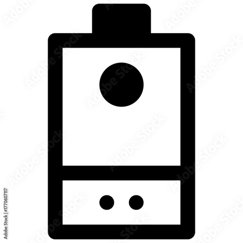 Gas boiler. Outlined stroke vector icon with black-filled details.