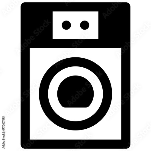 Tumble dryer. Outlined stroke vector icon with black-filled details.