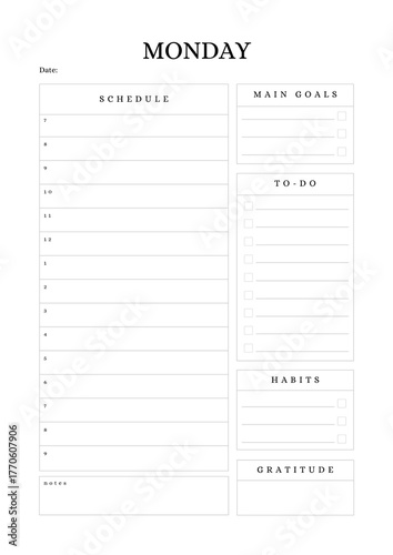 Daily Schedule Planner Template | Monday to Sunday | Elegant Minimalist Productivity Planner - Daily Schedule Planner Template